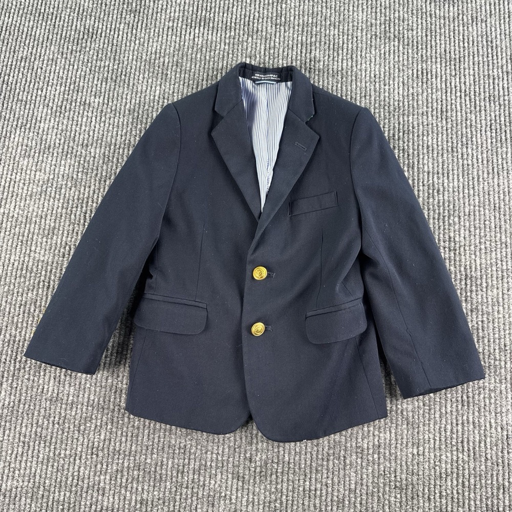 Tommy HIlfiger Blazer Boys 5 Navy University Designer Golden Button Logo